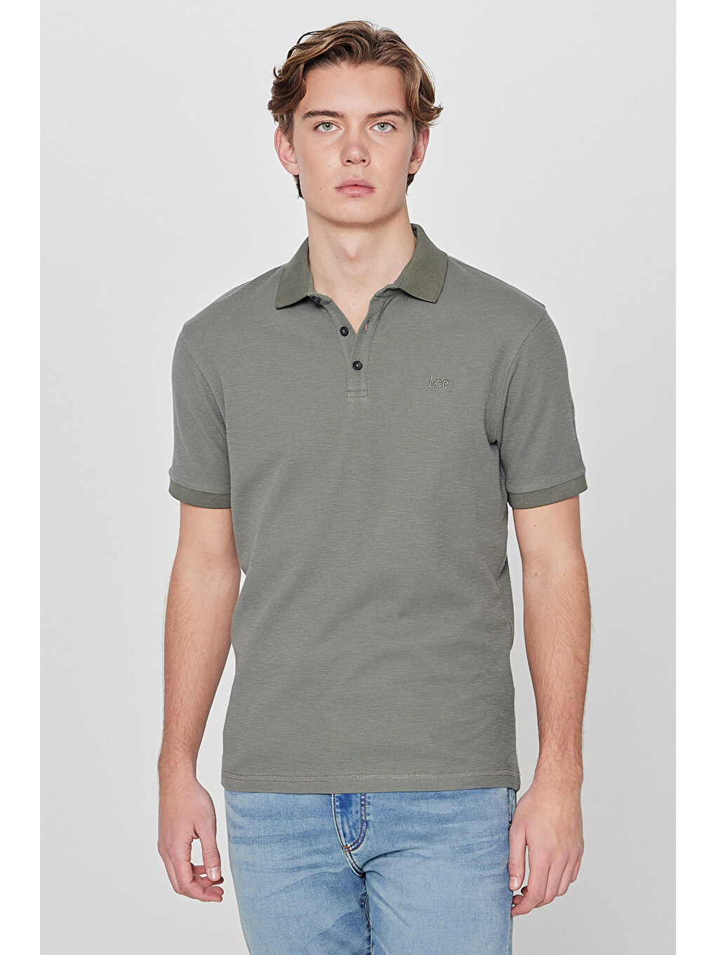 Haki %100 Pamuk Regular Fit Normal Kesim Polo Yaka Tişört