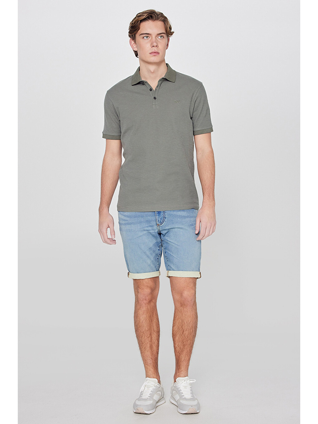 Haki %100 Pamuk Regular Fit Normal Kesim Polo Yaka Tişört-2