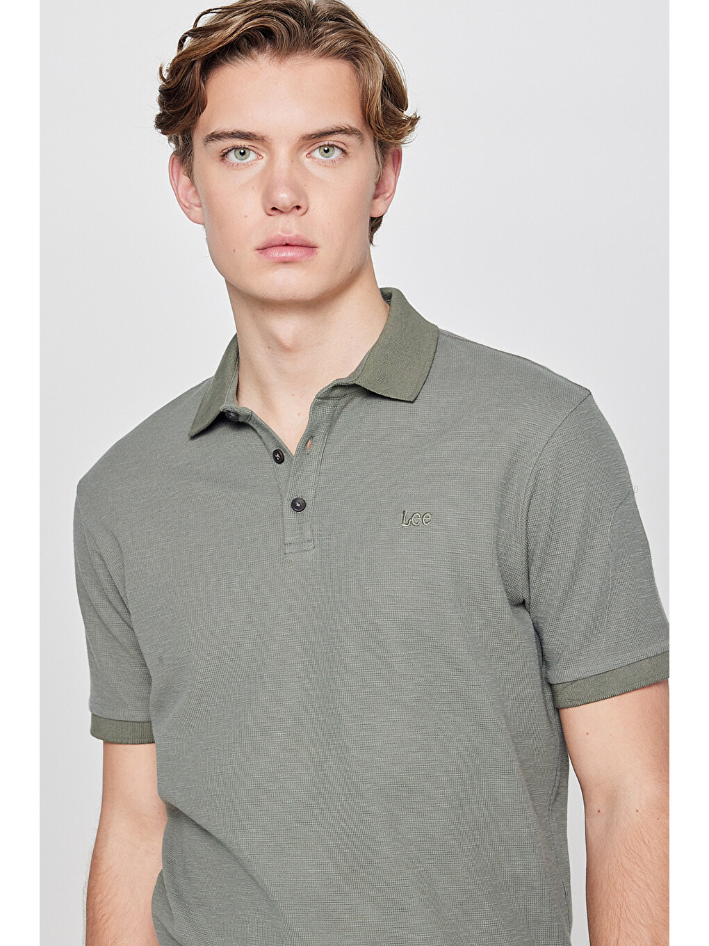 Haki %100 Pamuk Regular Fit Normal Kesim Polo Yaka Tişört-3