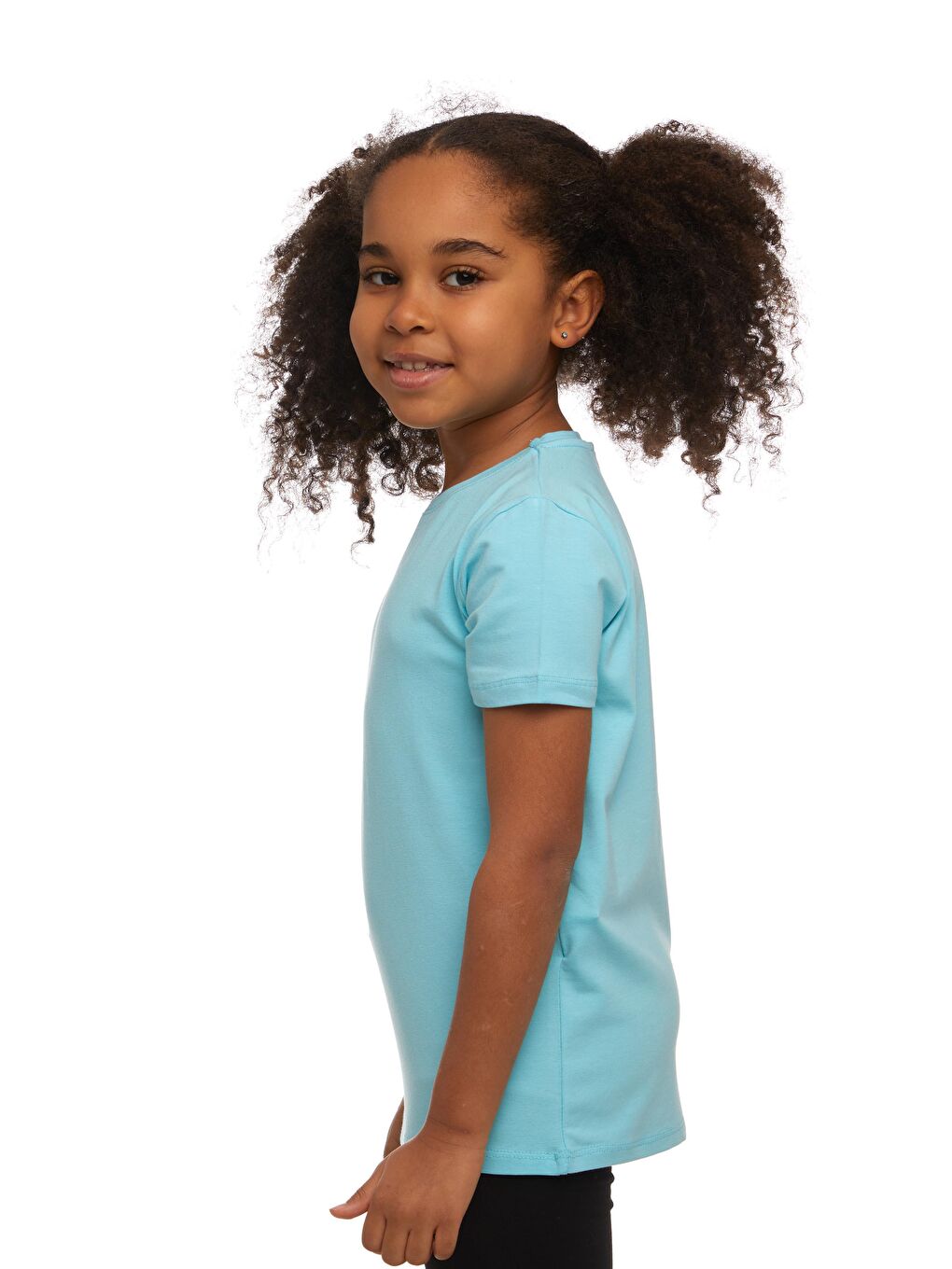 Turkuaz Cam Göbeği Unısex Sıfır Yaka Kısa Kollu Tişört-1