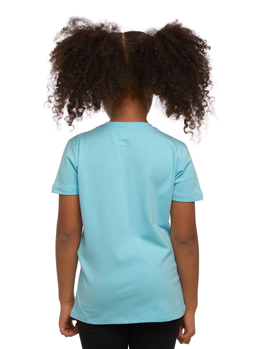 Turkuaz Cam Göbeği Unısex Sıfır Yaka Kısa Kollu Tişört-2