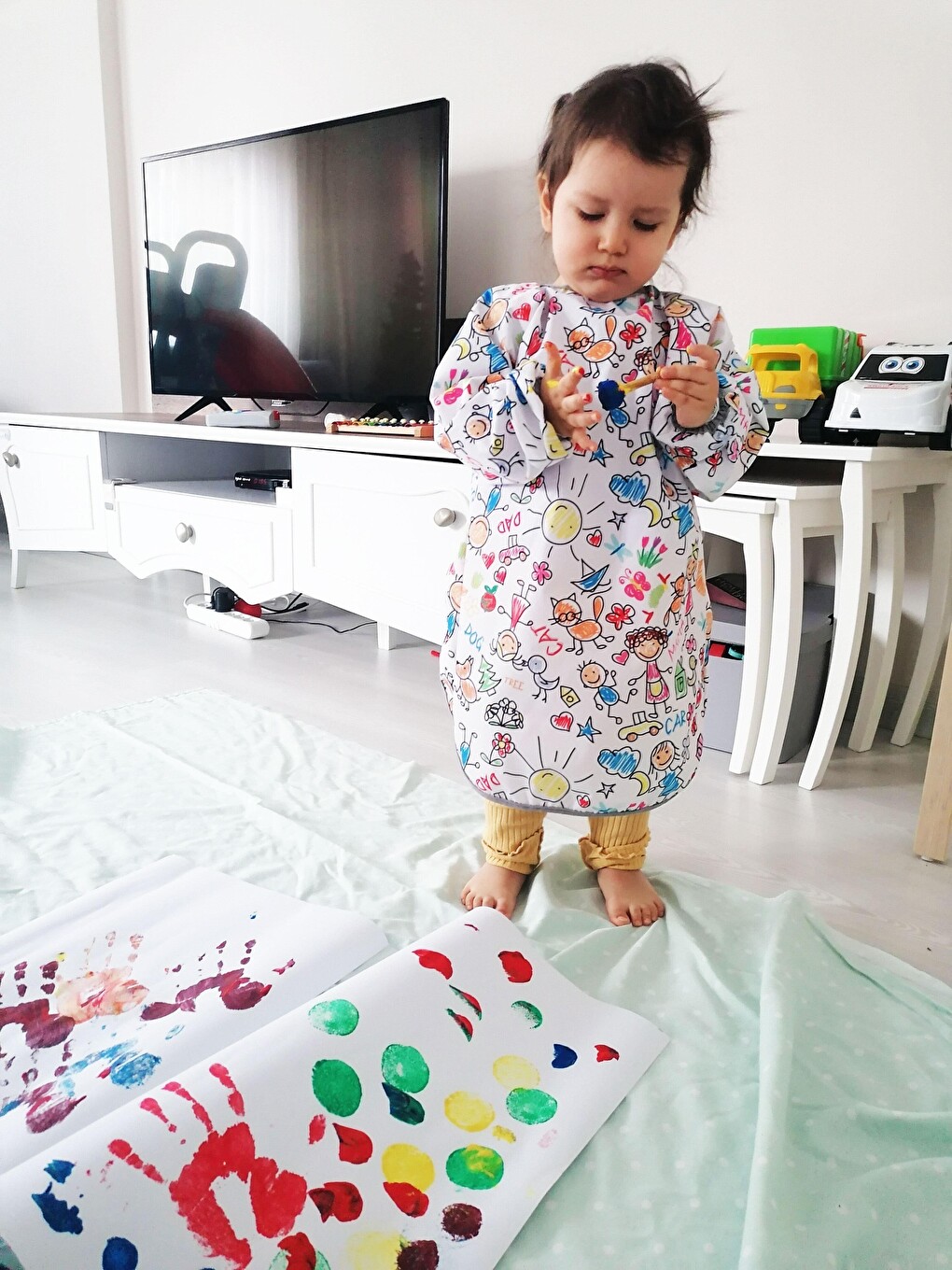 3-6 Yaş, Family Uzun Kollu, Sıvı Geçirmez, Makinede Yıkanabilir, Çocuk Faaliyet, Boyama Önlüğü Önlük-6