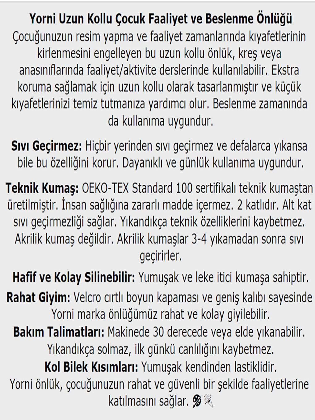 3-6 Yaş, Family Uzun Kollu, Sıvı Geçirmez, Makinede Yıkanabilir, Çocuk Faaliyet, Boyama Önlüğü Önlük-3