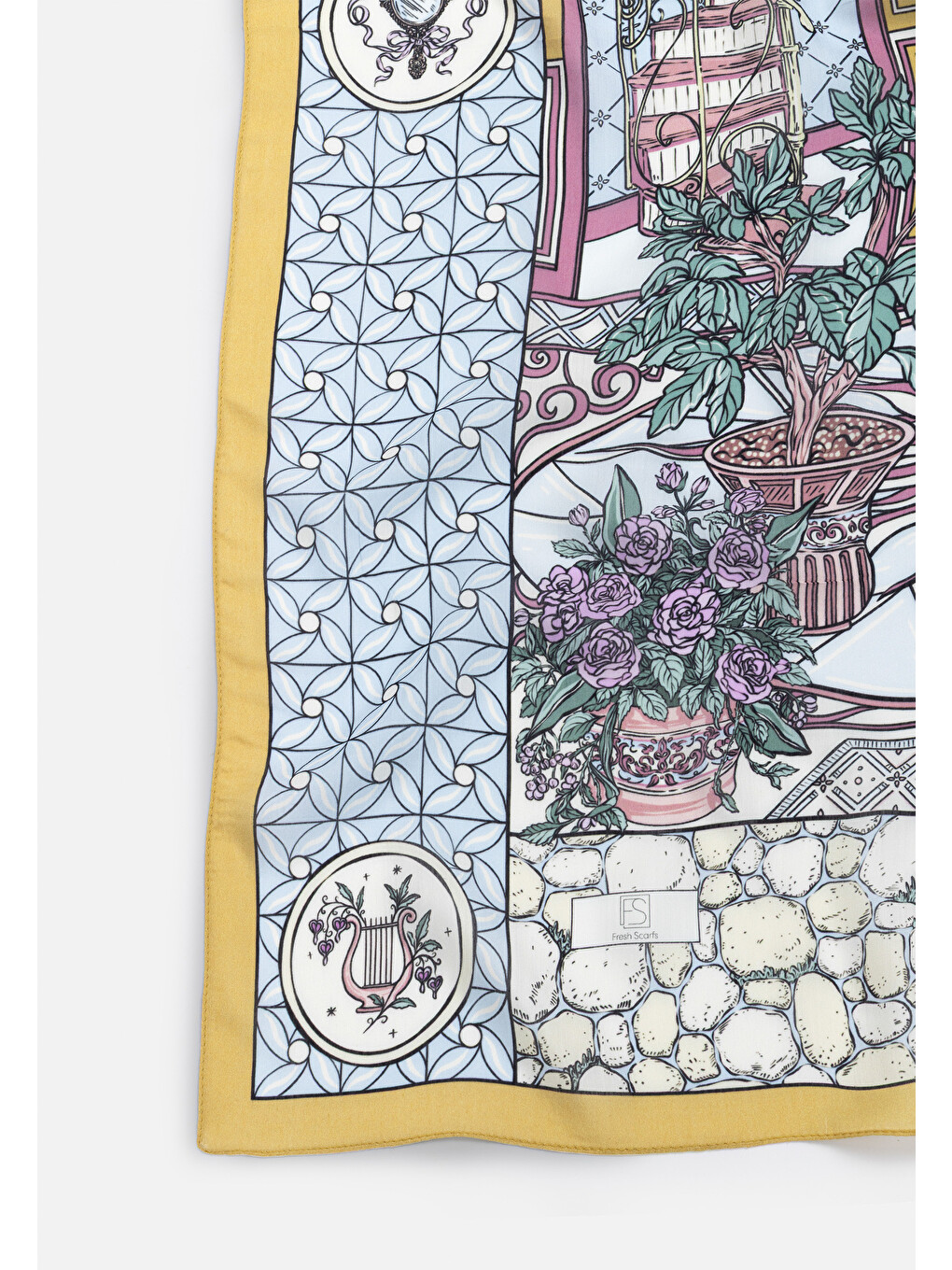 Beyaz Precıous Paradıse Desen Floş Viskon Eşarp Pastel Dream-10