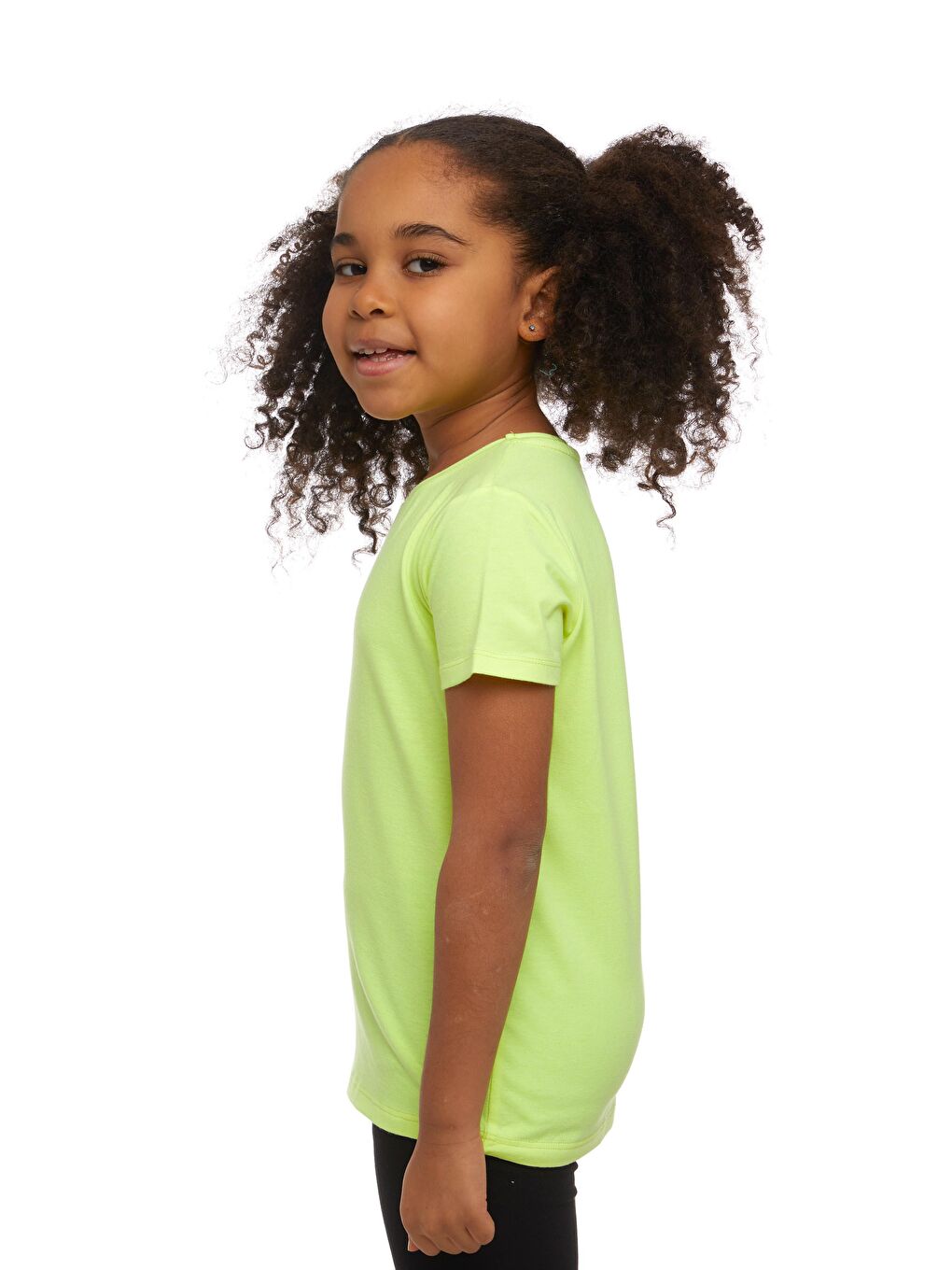 Siyah Neon Sarı Unısex Sıfır Yaka Kısa Kollu Tişört-1