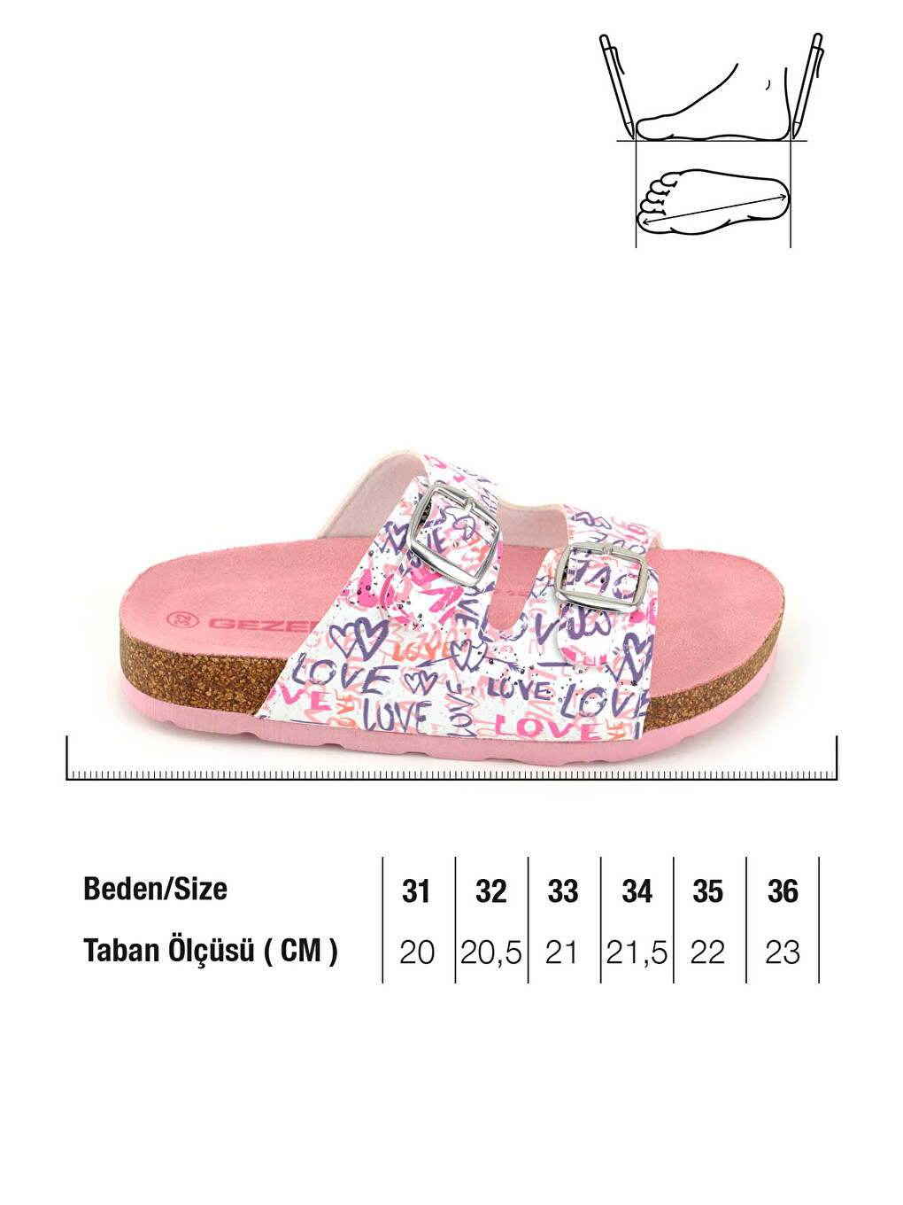 Pembe Kız Çocuk Yazlık Rahat Mantar Pvc Taban İki Toka Ayarlanabilir Günlük Terlik-2