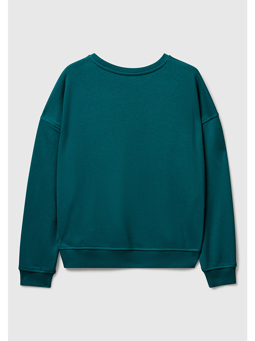 Kadın Koyu Yeşil Pamuk Karışımlı Çiçek Motifli Sweatshirt-3