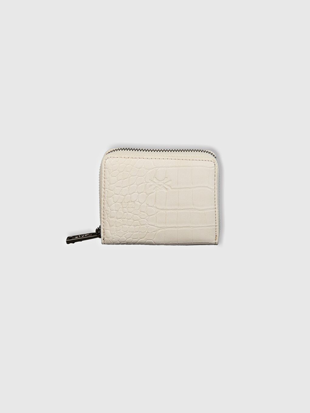 Ekru Kadın Krem Yarım Logo Baskılı Deri Görünümlü Mini Cüzdan