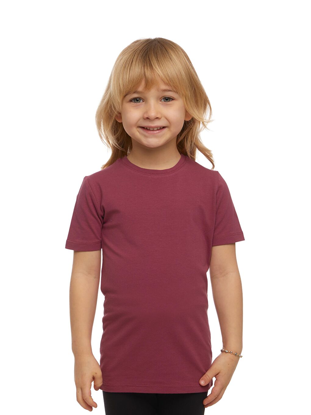 Açık Mürdüm Unısex Sıfır Yaka Kısa Kollu Tişört