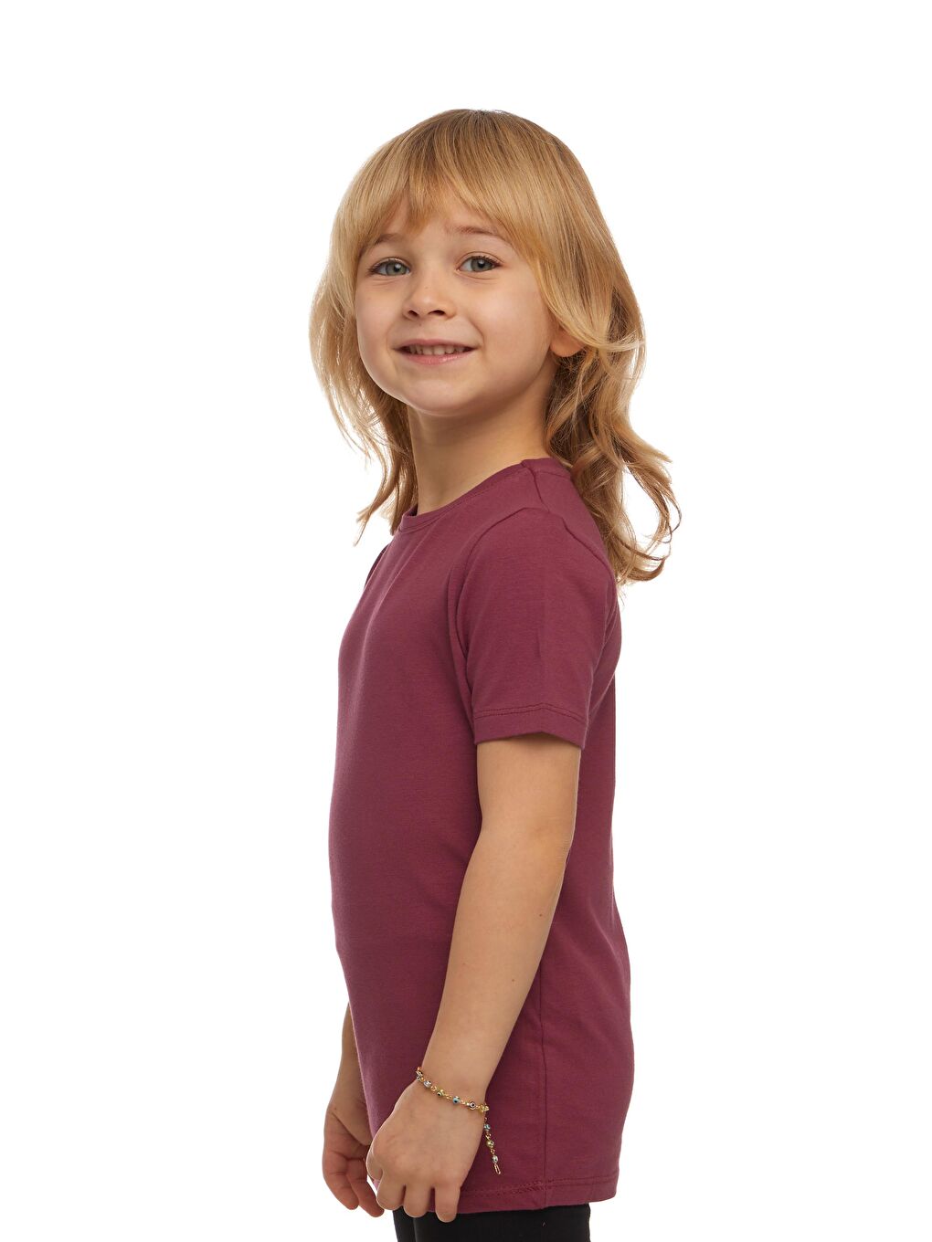 Açık Mürdüm Unısex Sıfır Yaka Kısa Kollu Tişört-1