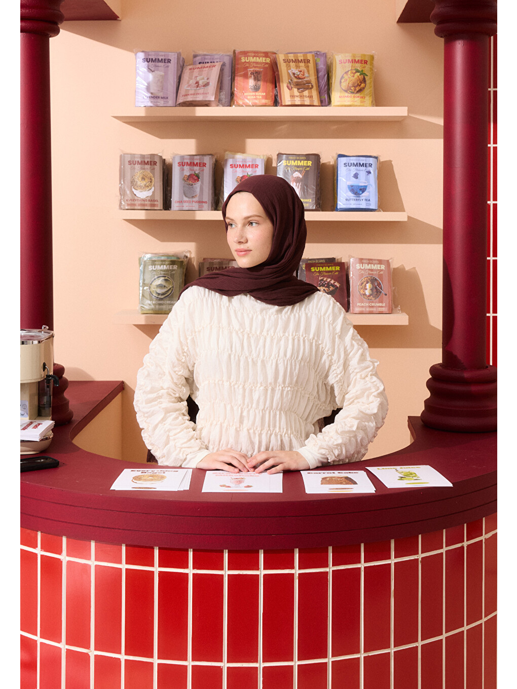 Mor Pamuklu Keten Şal Turkısh Coffee