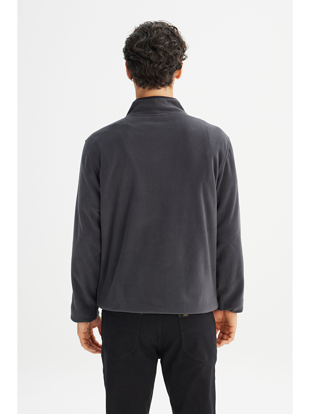 Antrasit Regular Fit Fermuarlı Dik Yaka Polar-4
