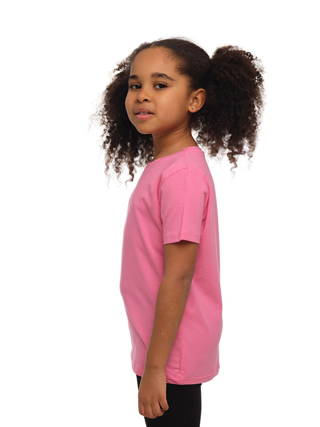 Pembe Şeker pembe Unısex Sıfır Yaka Kısa Kollu Tişört-1