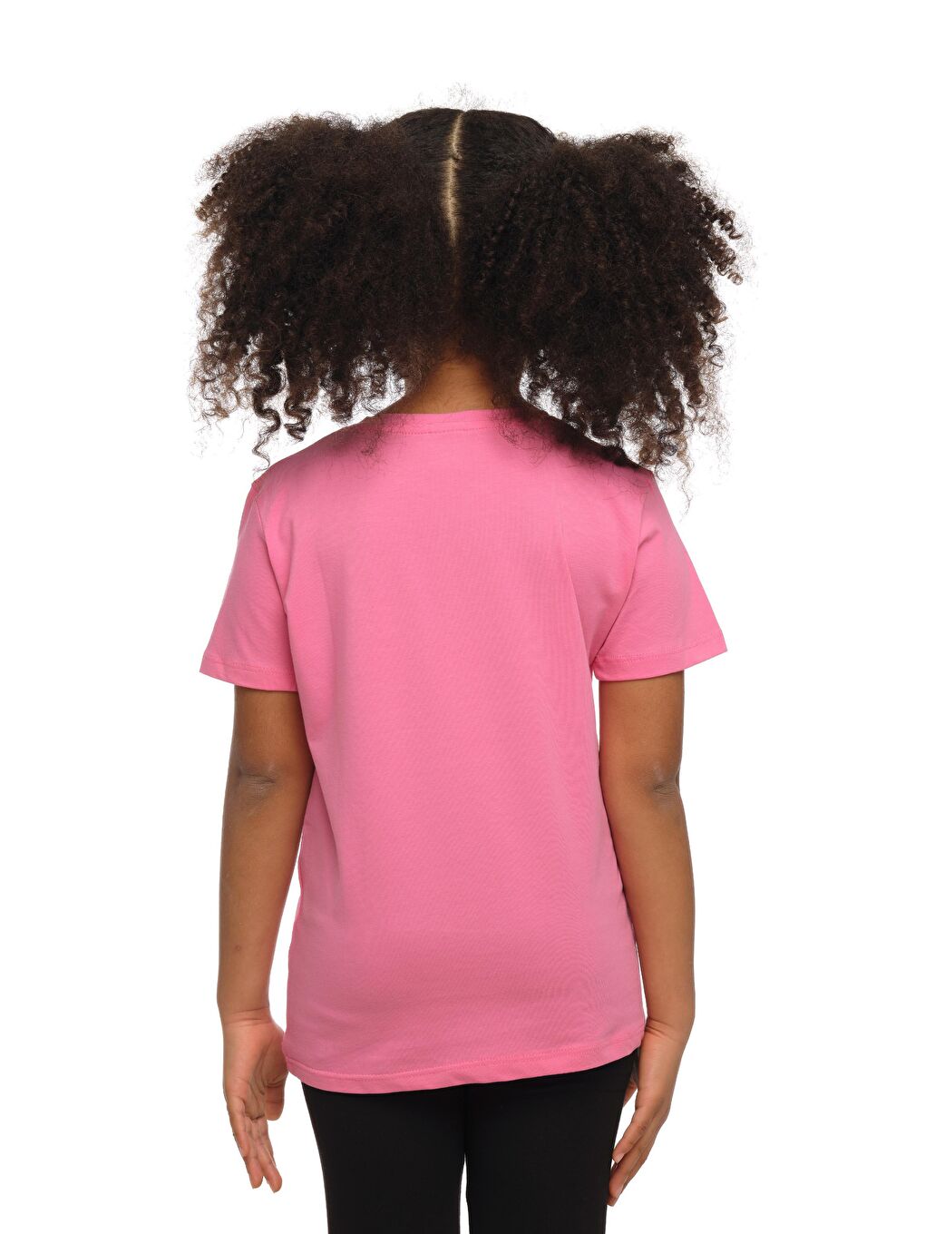 Pembe Şeker pembe Unısex Sıfır Yaka Kısa Kollu Tişört-2