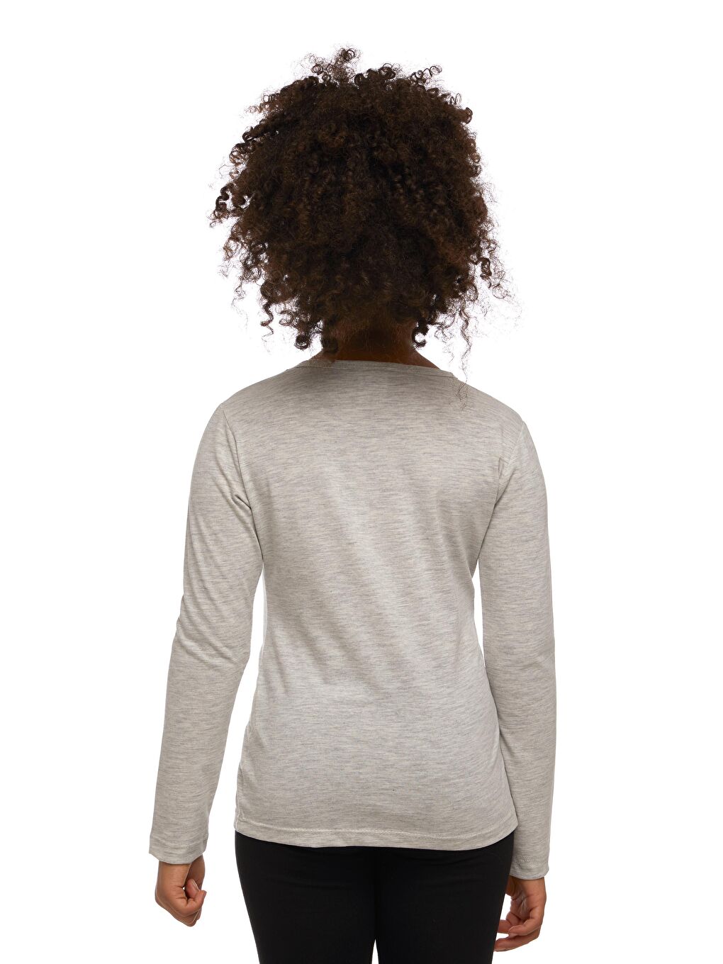 Gri Kız Çocuk Düz Basic Elastanlı Uzun Kollu Tişört-2