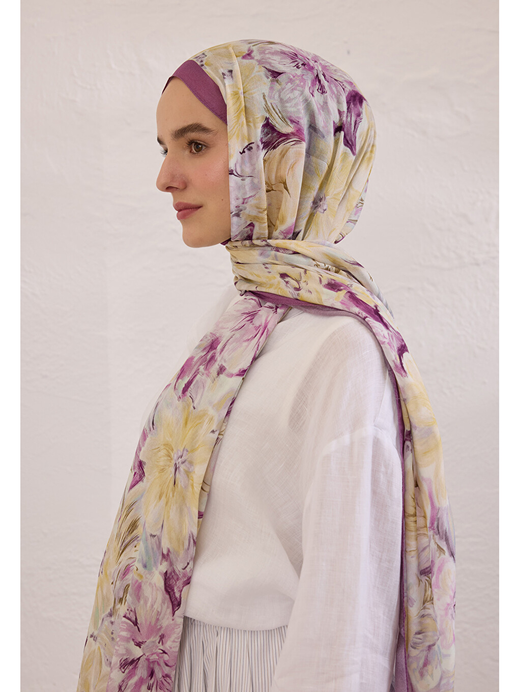 Pure Flora Desen Rami Şal Mürdüm-4