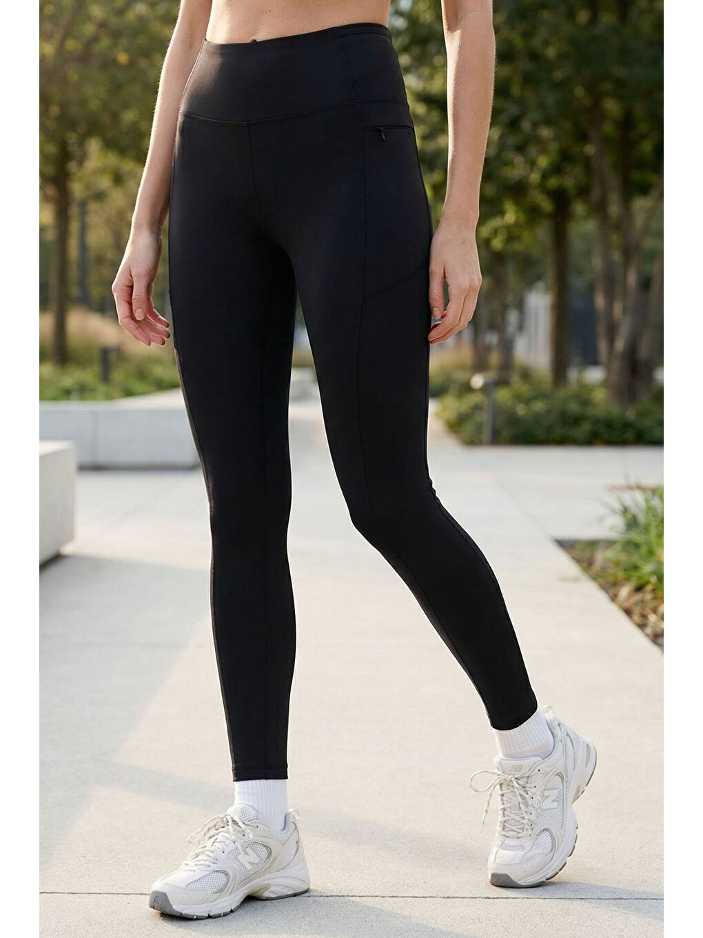 Siyah Polyester Esnek Standart Fit Performans Kadın Tayt - 94667-2