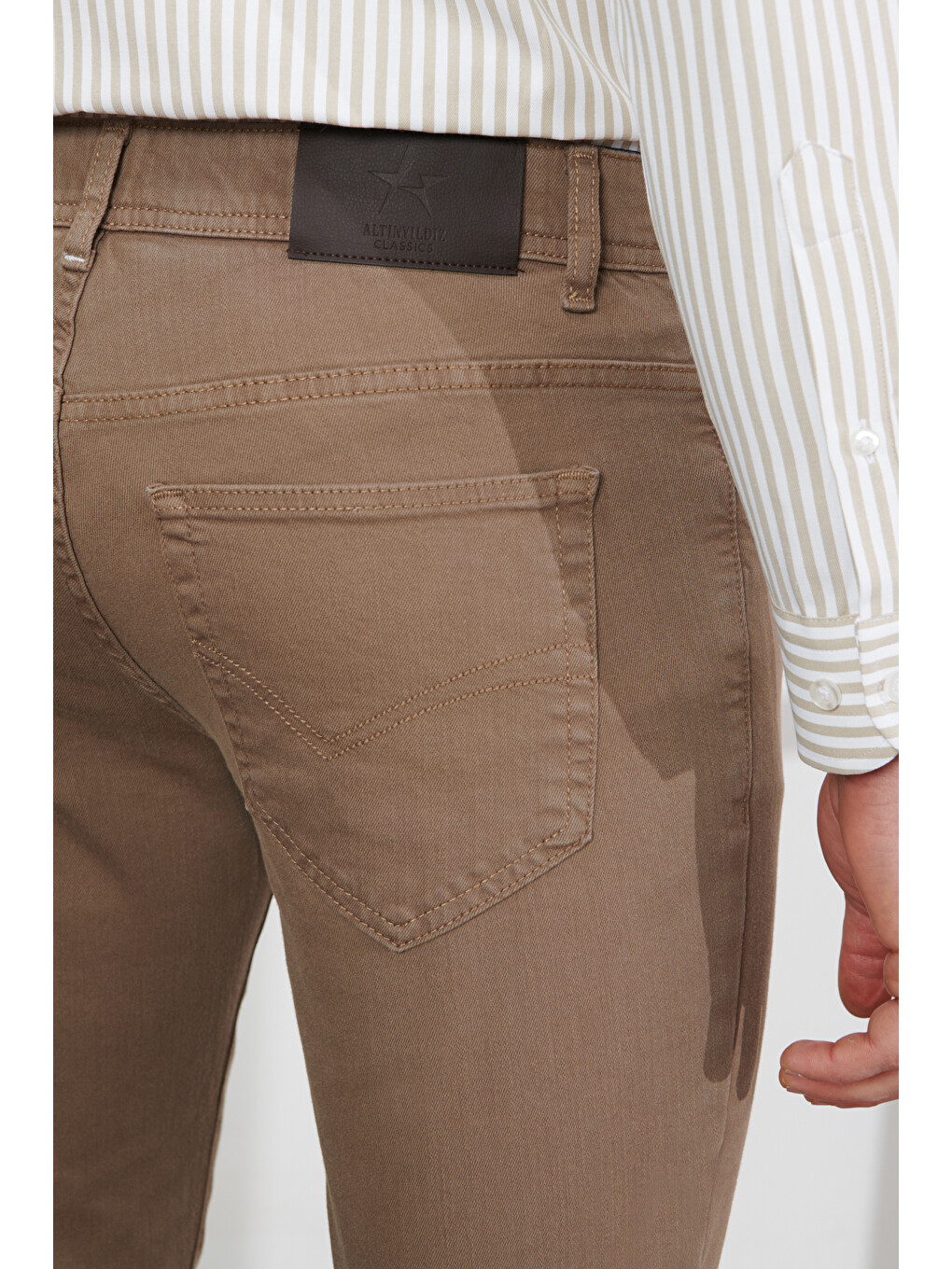 Bej Erkek Vizon 360 Derece Her Yöne Esneyen Rahat Slim Fit Pantolon-6