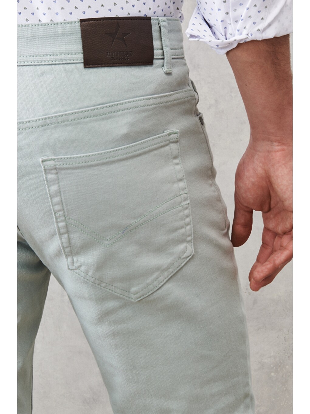Erkek Su Yeşili 360 Derece Her Yöne Esneyen Rahat Slim Fit Pantolon-6