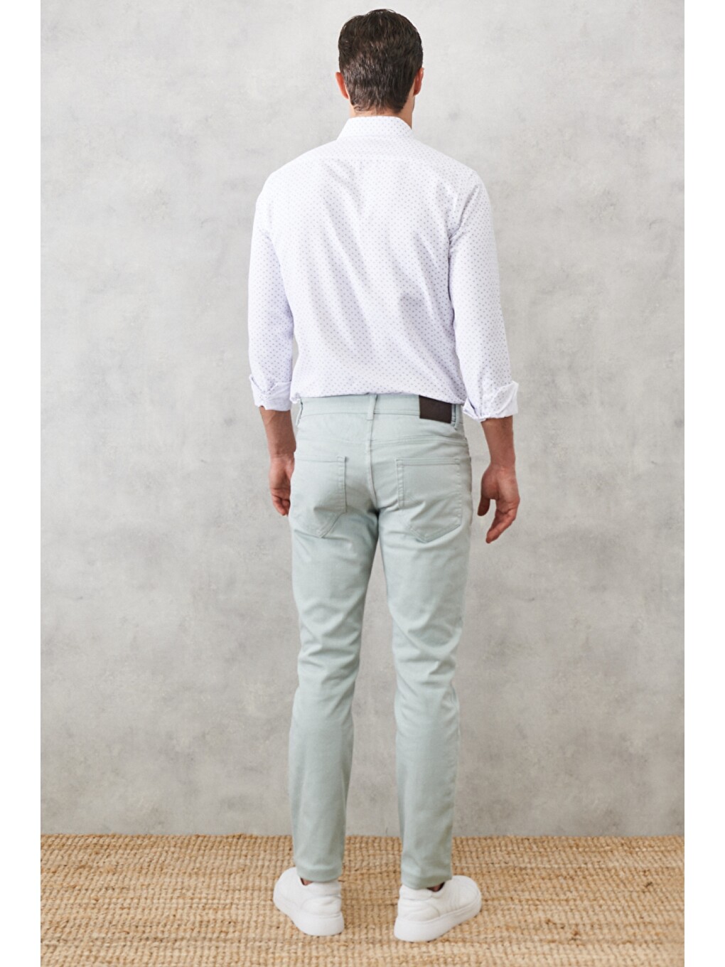 Erkek Su Yeşili 360 Derece Her Yöne Esneyen Rahat Slim Fit Pantolon-7