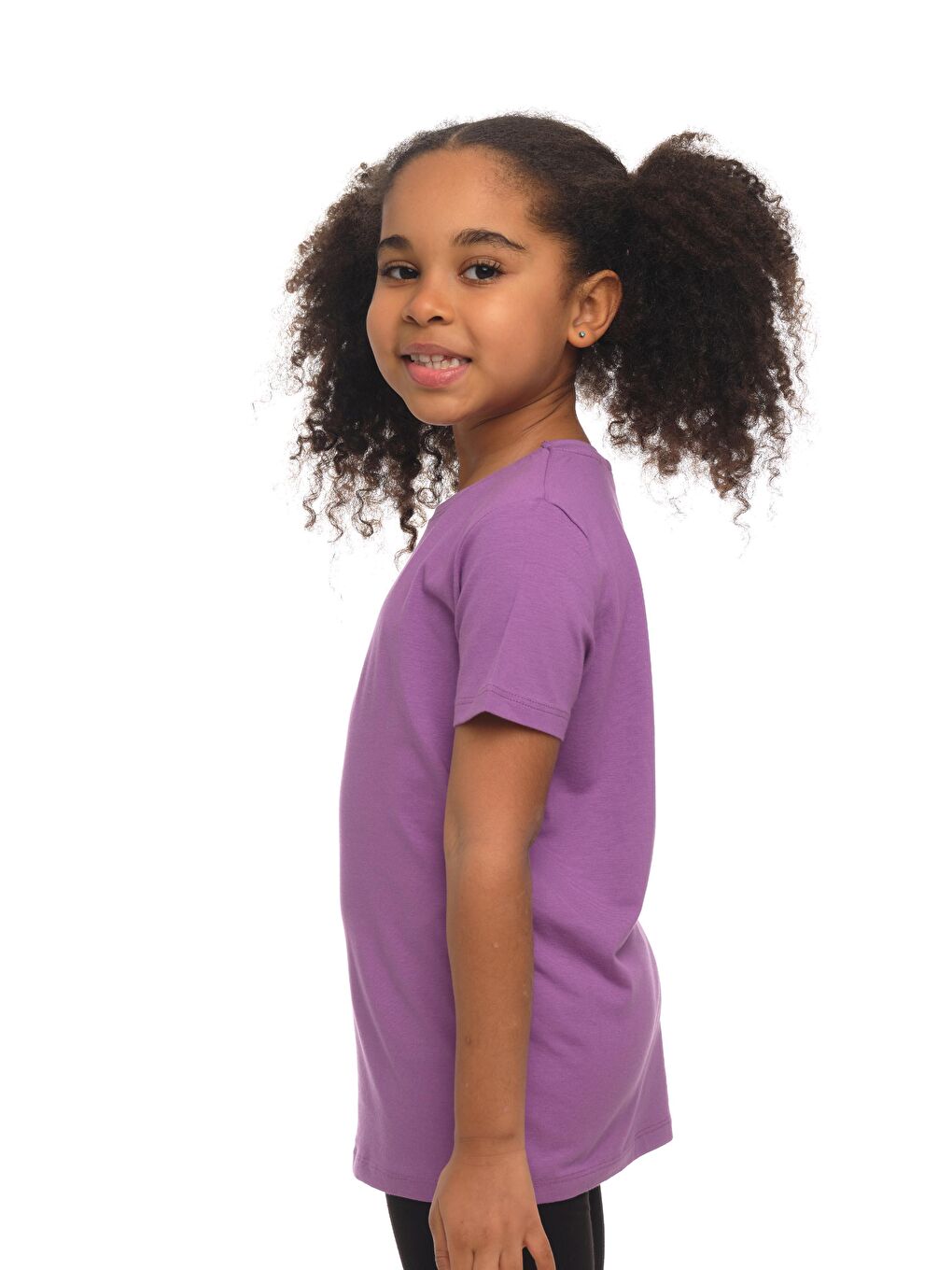 Açık Mor Unısex Sıfır Yaka Kısa Kollu Tişört-1