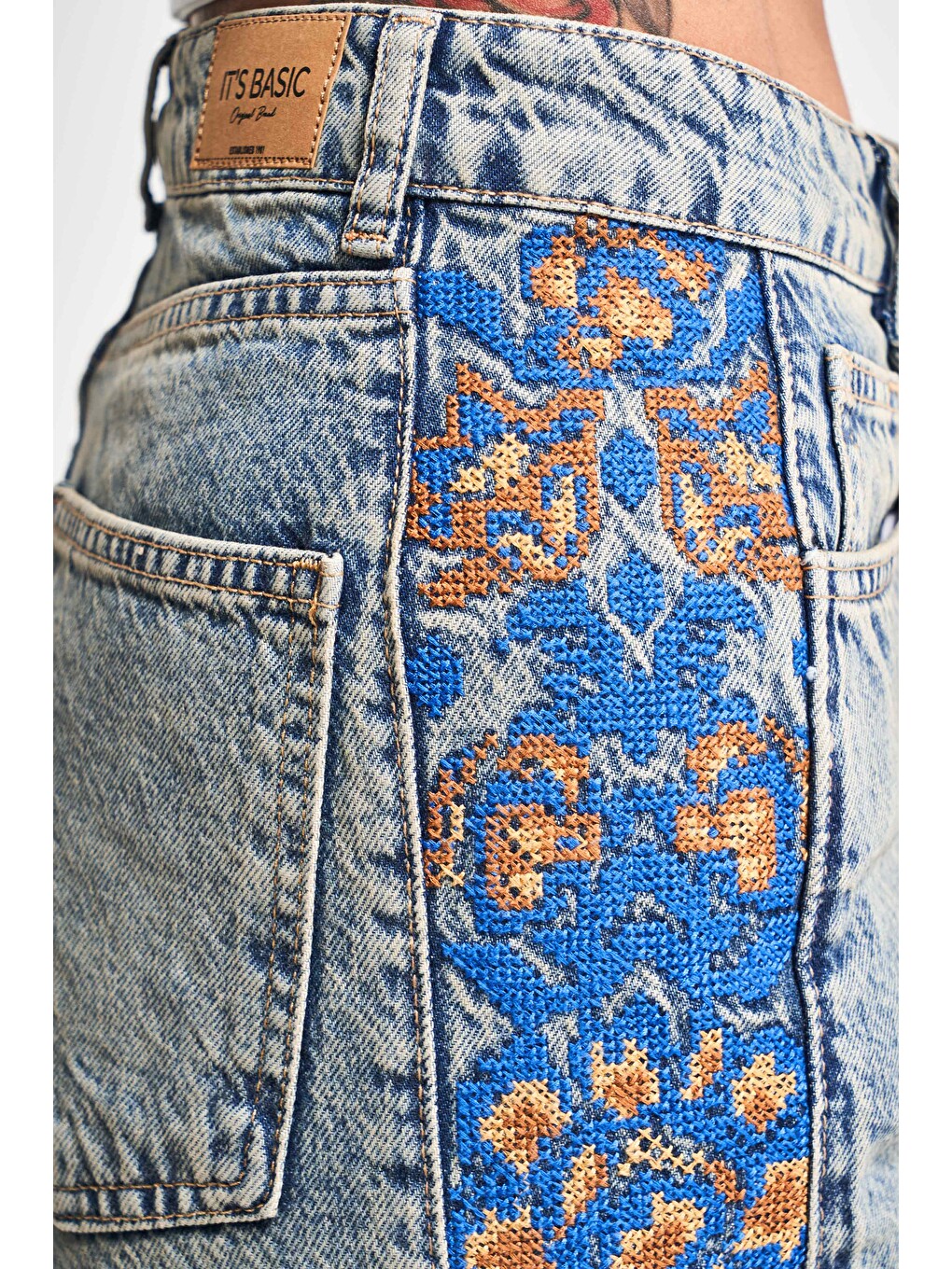 Mavi Kadın T.Kot Rengi 4S5-32 Yandan Nakışlı Straight Fit Yüksek Bel Tasarım Denim Jean-2