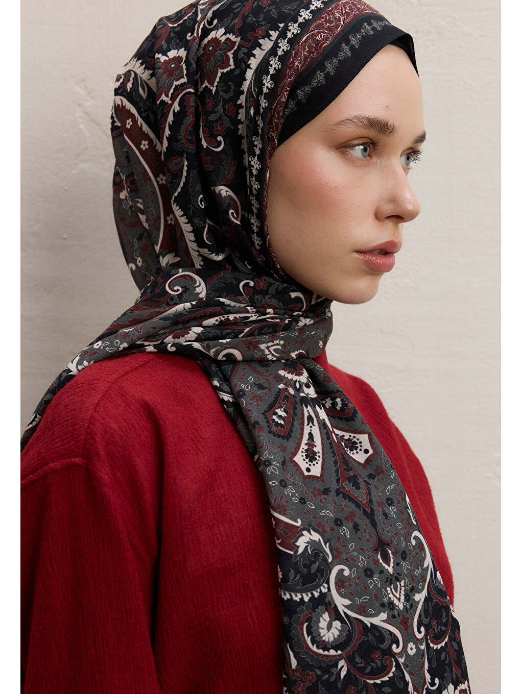 Elegant Desen Şal Siyah-1