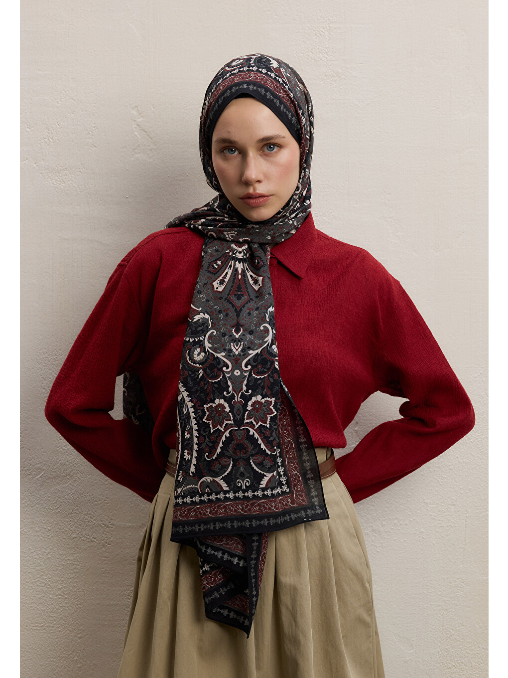 Elegant Desen Şal Siyah-3