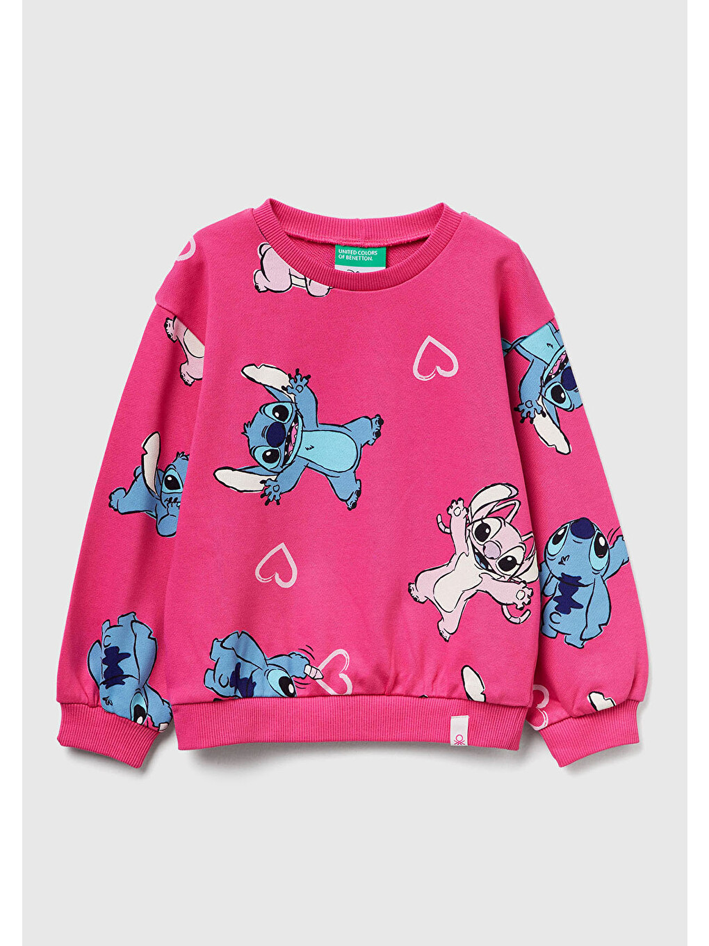 Kız Çocuk Pembe Mix Tamamı Baskılı Logo Etiketli Comfort Fit Sweatshirt