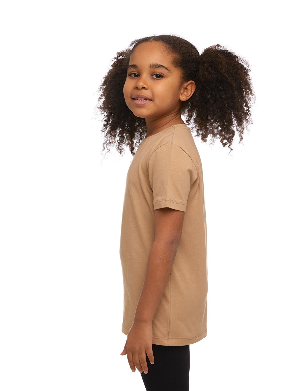 Kahverengi Sütlü Kahve Unısex Sıfır Yaka Kısa Kollu Tişört-1