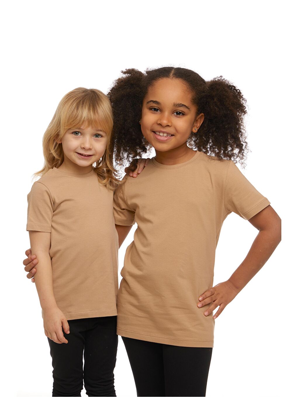 Kahverengi Sütlü Kahve Unısex Sıfır Yaka Kısa Kollu Tişört-3