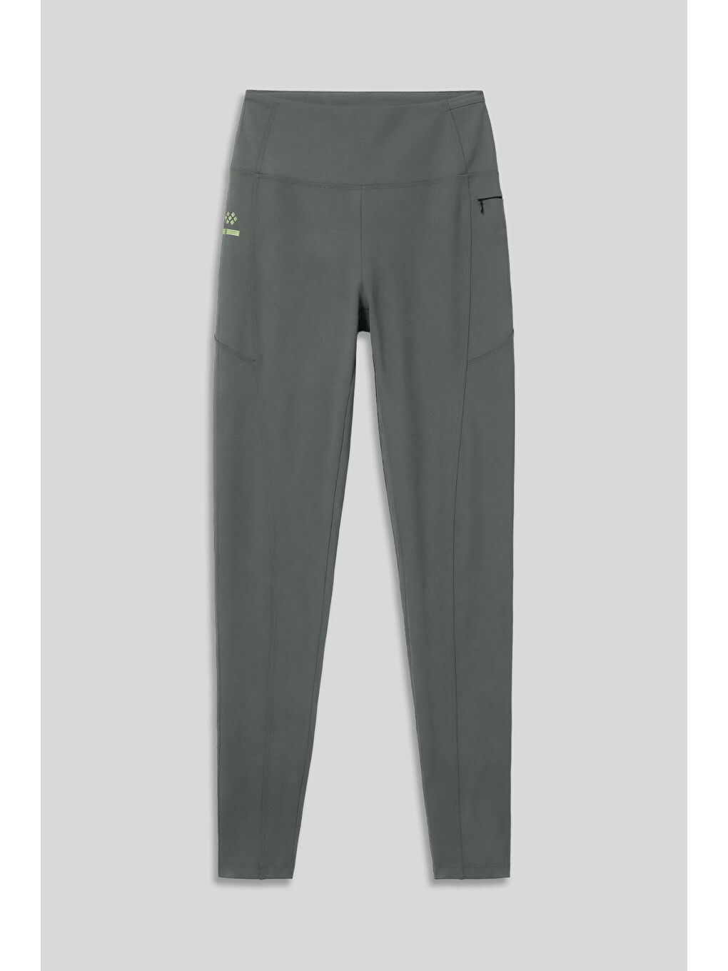 Haki Polyester Esnek Standart Fit Performans Kadın Tayt - 94667