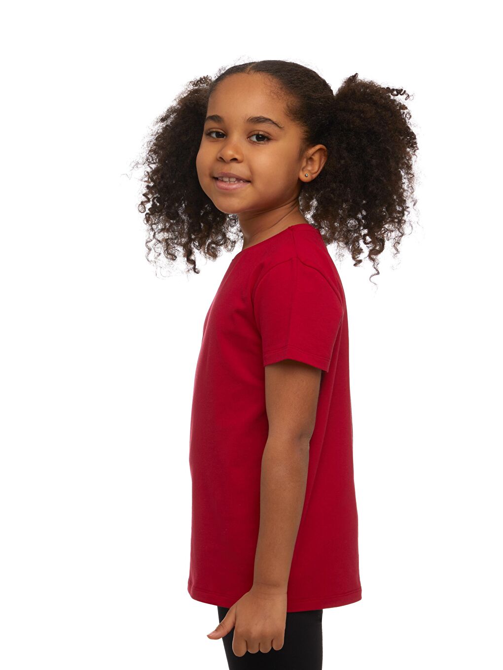 Kırmızı Unısex Sıfır Yaka Kısa Kollu Tişört-1