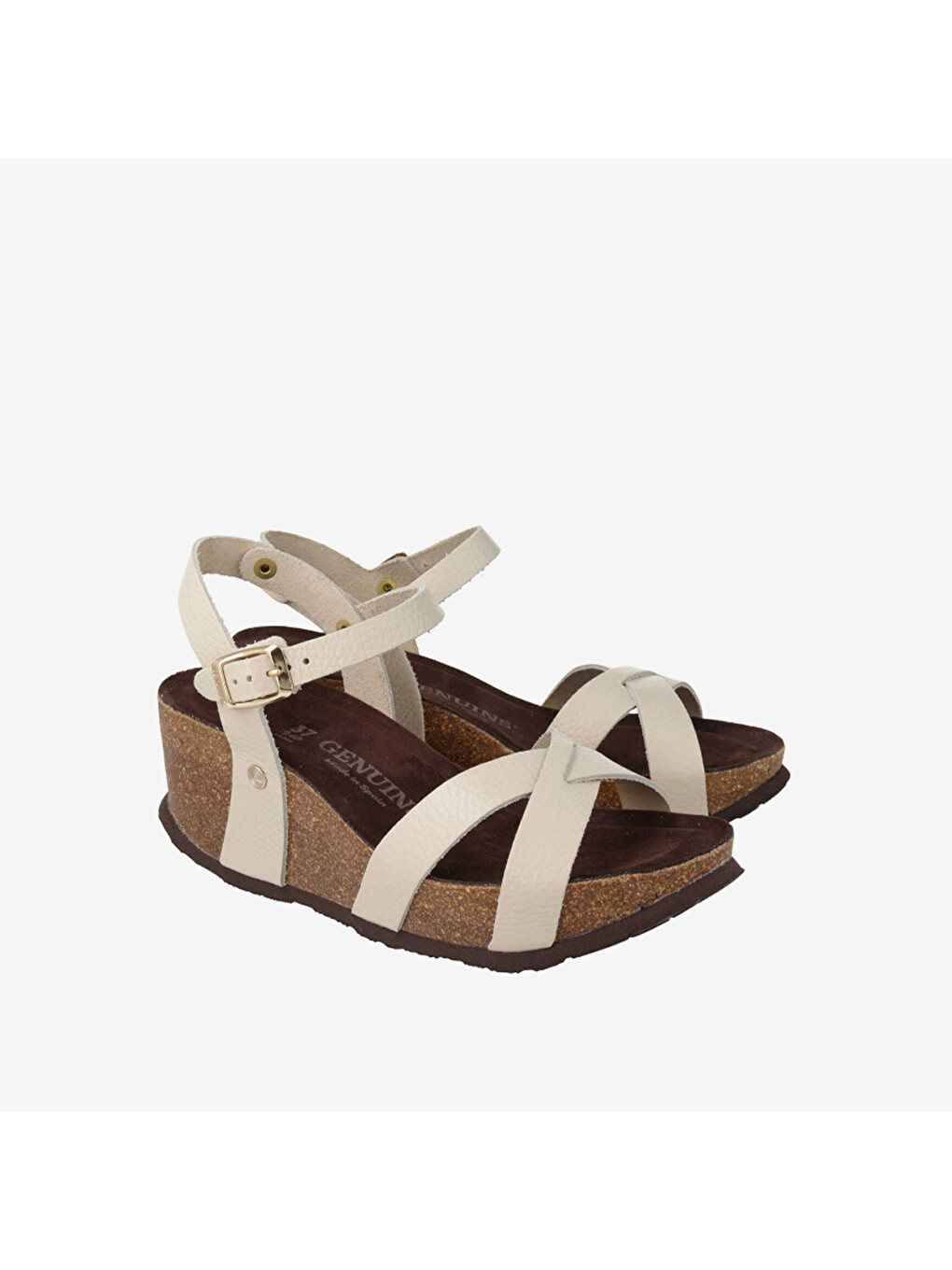 Beyaz Kadın Sandalet G106776 Cannes Embossed Leather Chalk-1