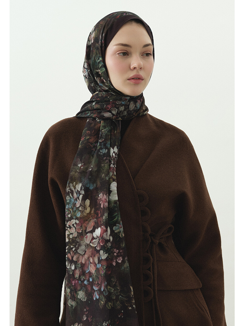 Lacivert Dark Beauty Desenli Pamuk Viskon Şal Mürdüm-3