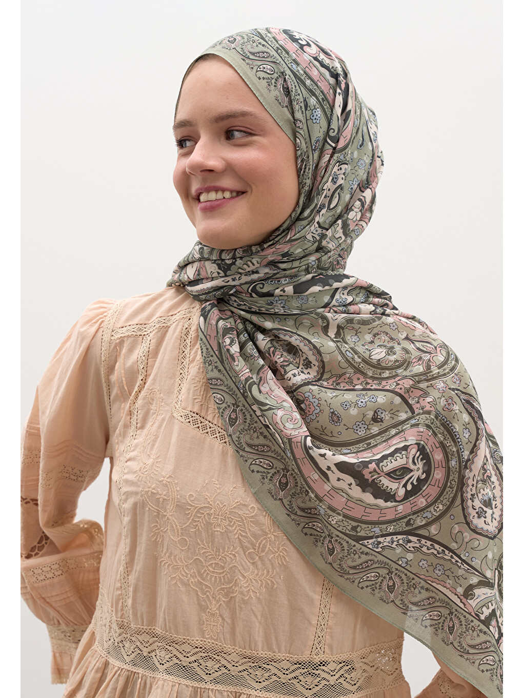 Panthea Desen Şal Soft Yeşil-4