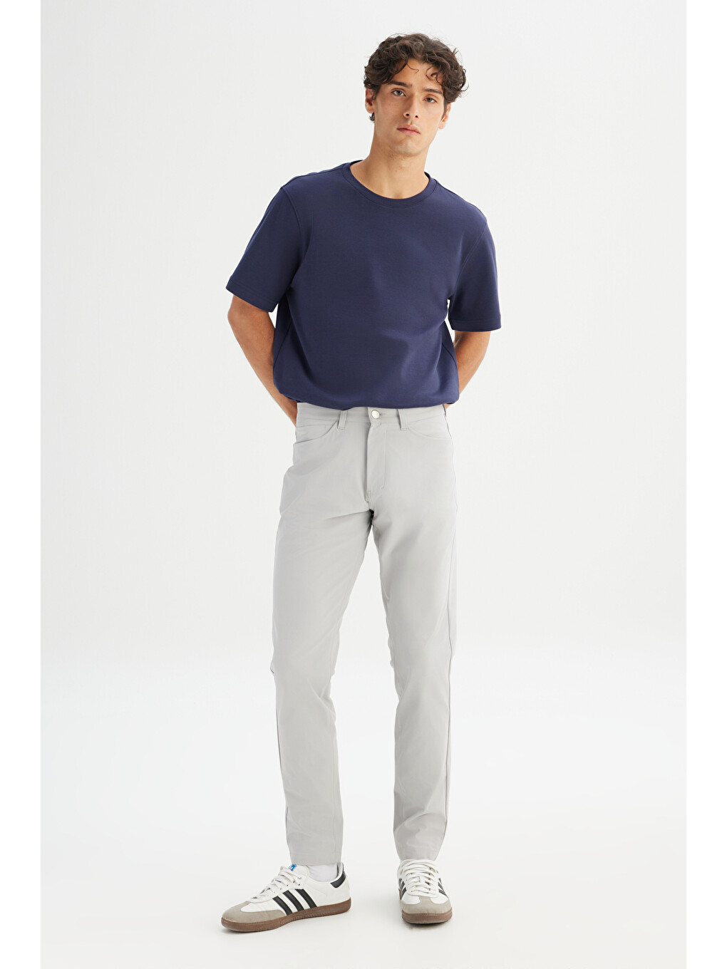Regular Fit Dar Paça 5 Cep Gri Casual Pantolon