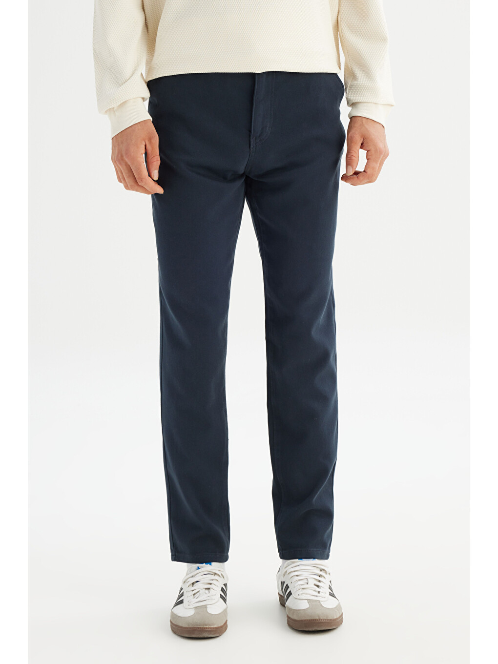 Regular Fit Normal Bel Pamuklu Esnek Antrasit Chino Pantolon-1