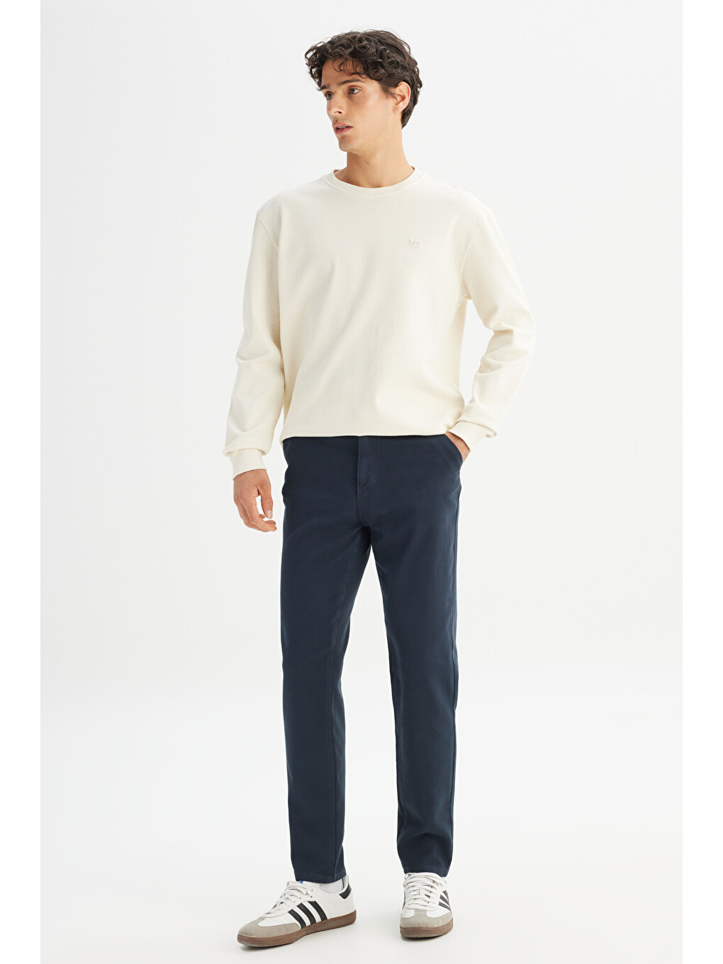 Regular Fit Normal Bel Pamuklu Esnek Antrasit Chino Pantolon-2