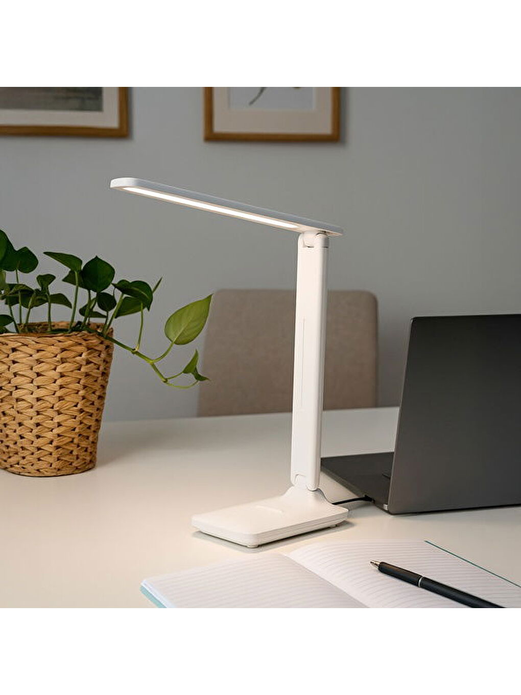 Dokunmatik Şarjlı Led Masa Lambası - Beyaz - 34x13x6 cm