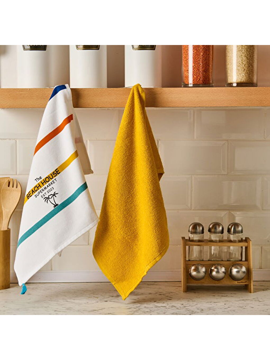 Karışık Soft Beach 2'li Mutfak Havlusu - Renkli - 40x60 cm-1