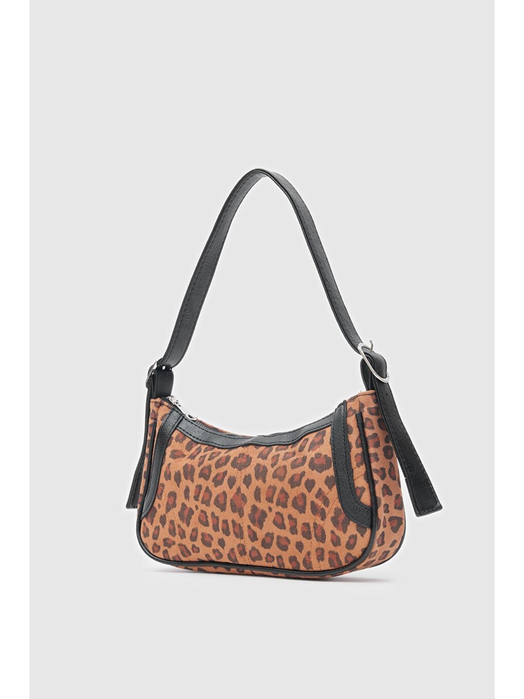 Siyah Fizy Baget Çanta Leopar Desen-1