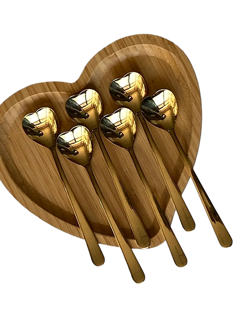 Sarı Gold Kalp Şekilli 6'lı Dondurma ve Tatlı Kaşığı-2