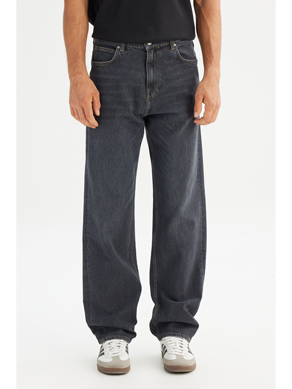 Asher Loose Fit Düşük Bel Siyah Denim Jean Pantolon-1