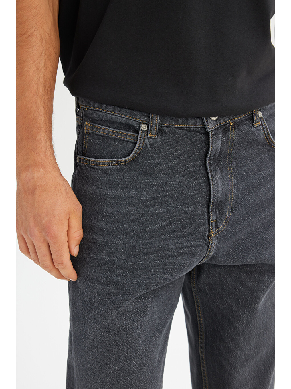 Asher Loose Fit Düşük Bel Siyah Denim Jean Pantolon-3