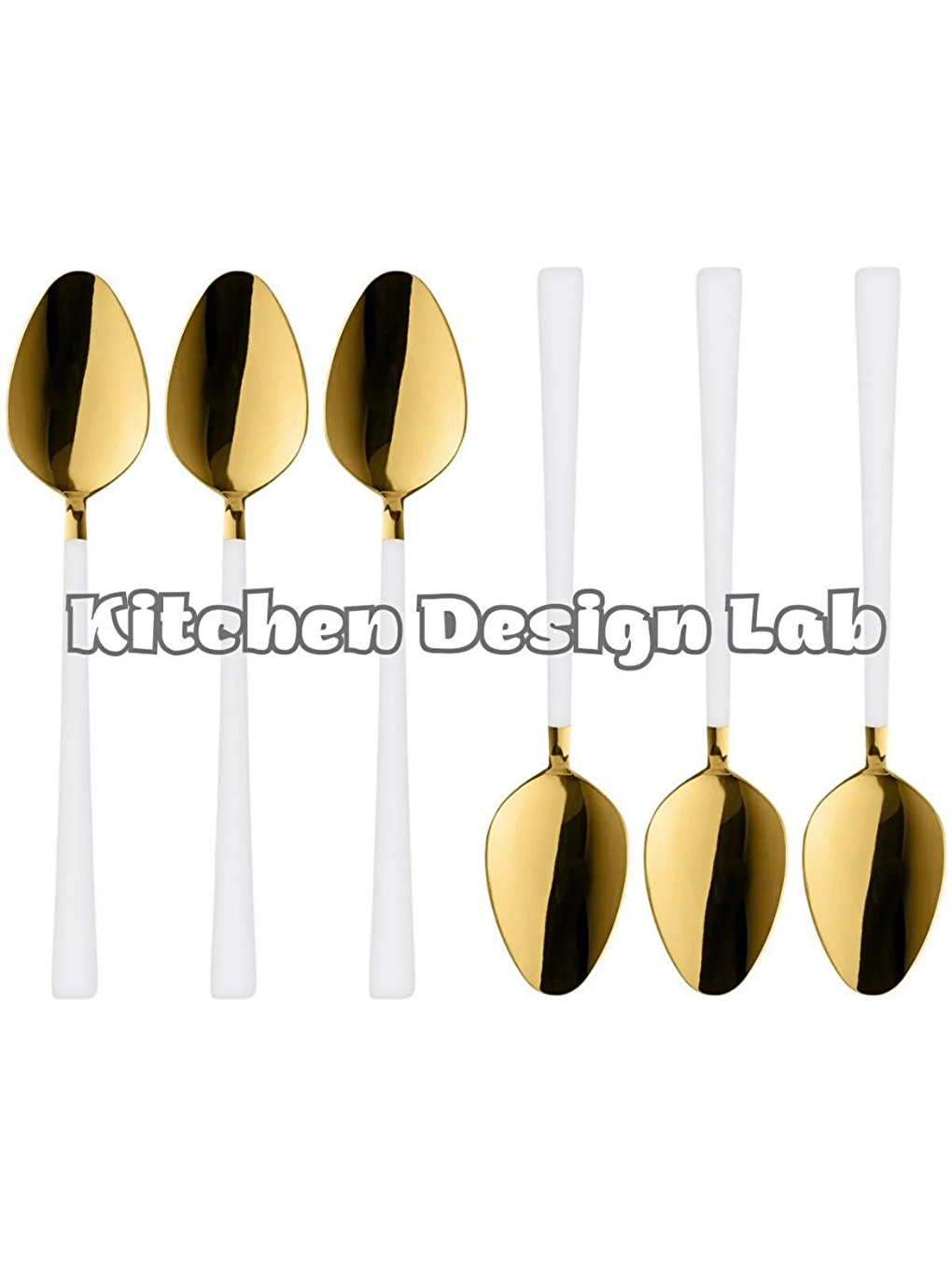 Parlak Gold Beyaz Tatlı ve Dondurma Kaşığı 6 Adet-2