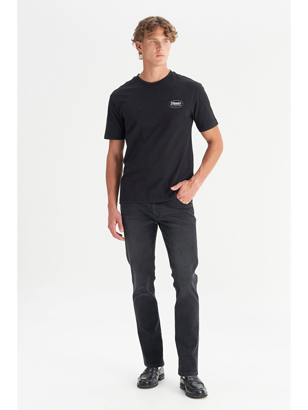 Siyah %100 Pamuk Relaxed Fit Bisiklet Yaka Tişört-3