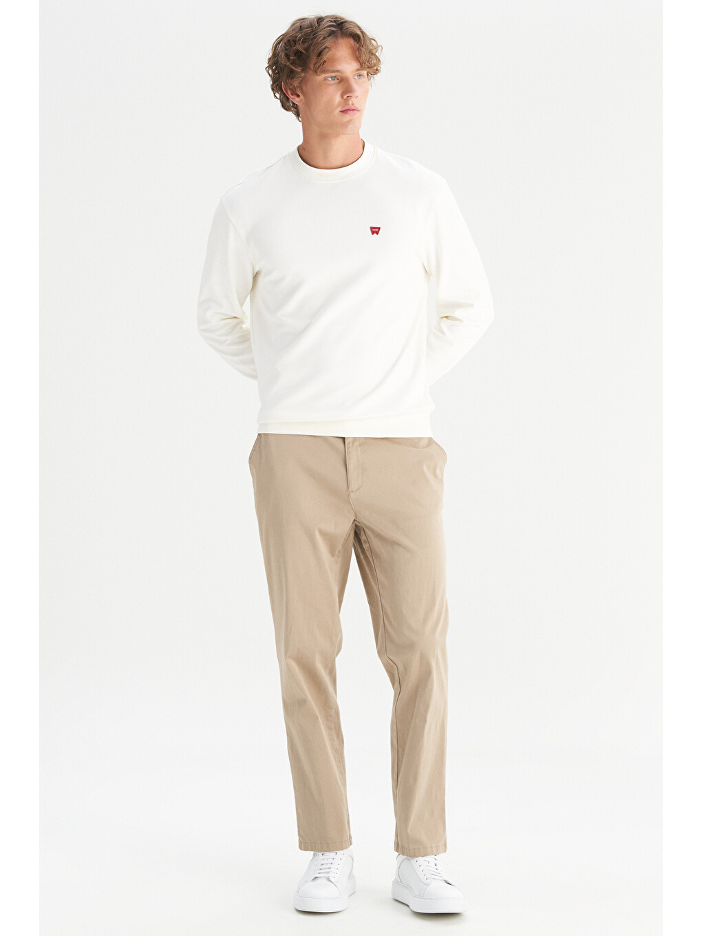 Bej Pamuklu Slim Fit Cepli Yumuşak Dokulu Esnek Pantolon-2