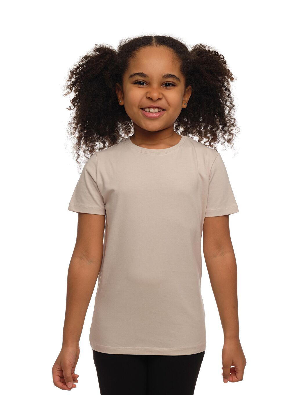 Bej Taş Unısex Sıfır Yaka Kısa Kollu Tişört