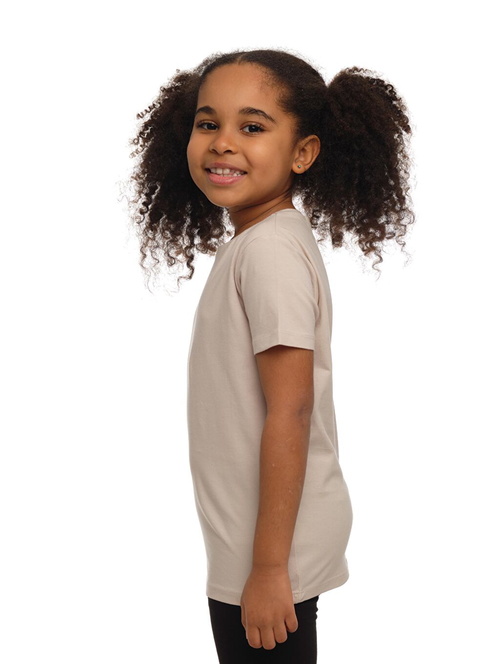 Bej Taş Unısex Sıfır Yaka Kısa Kollu Tişört-1